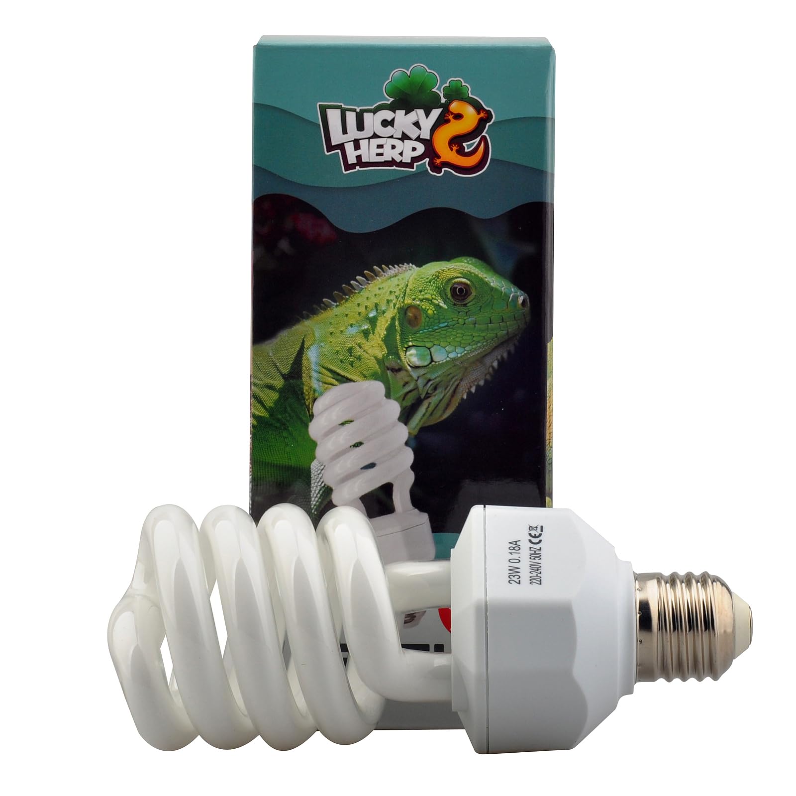 LUCKY HERP 23W UVB 5.0 Reptile Bulb, High Output Compact Fluorescent UV Lamp for Tropical & Subtropical Species, E27 Screw Base Vivarium Light, 220-240V