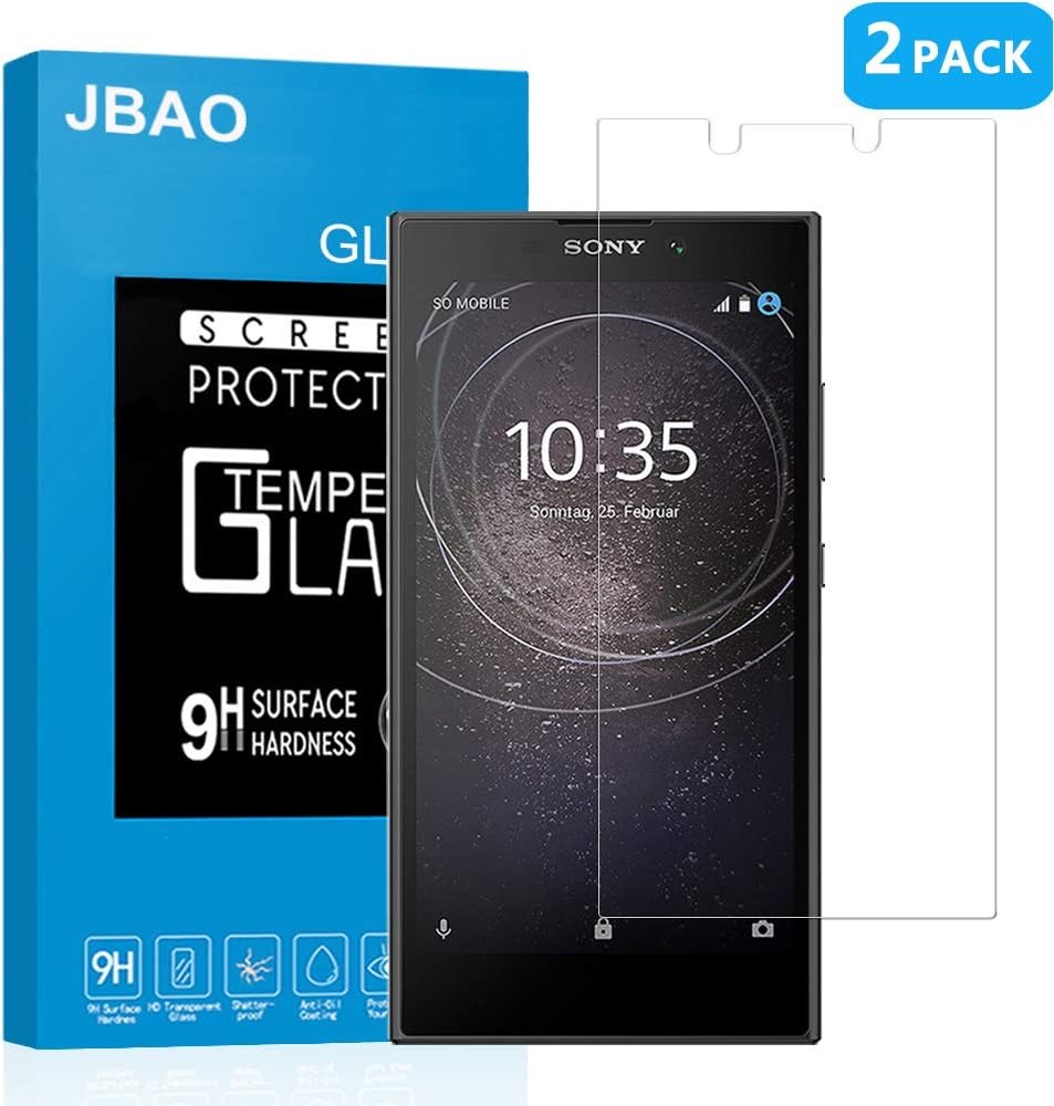 [ 2-Pack ] Jbao Direct for Sony Xperia L2 Screen Protector, 9H Hardness [Anti-Scratch] [Anti-Fingerprint] [Bubble Free] Tempered Glass Film for Sony Xperia L2 with Lifetime Replacement Warranty