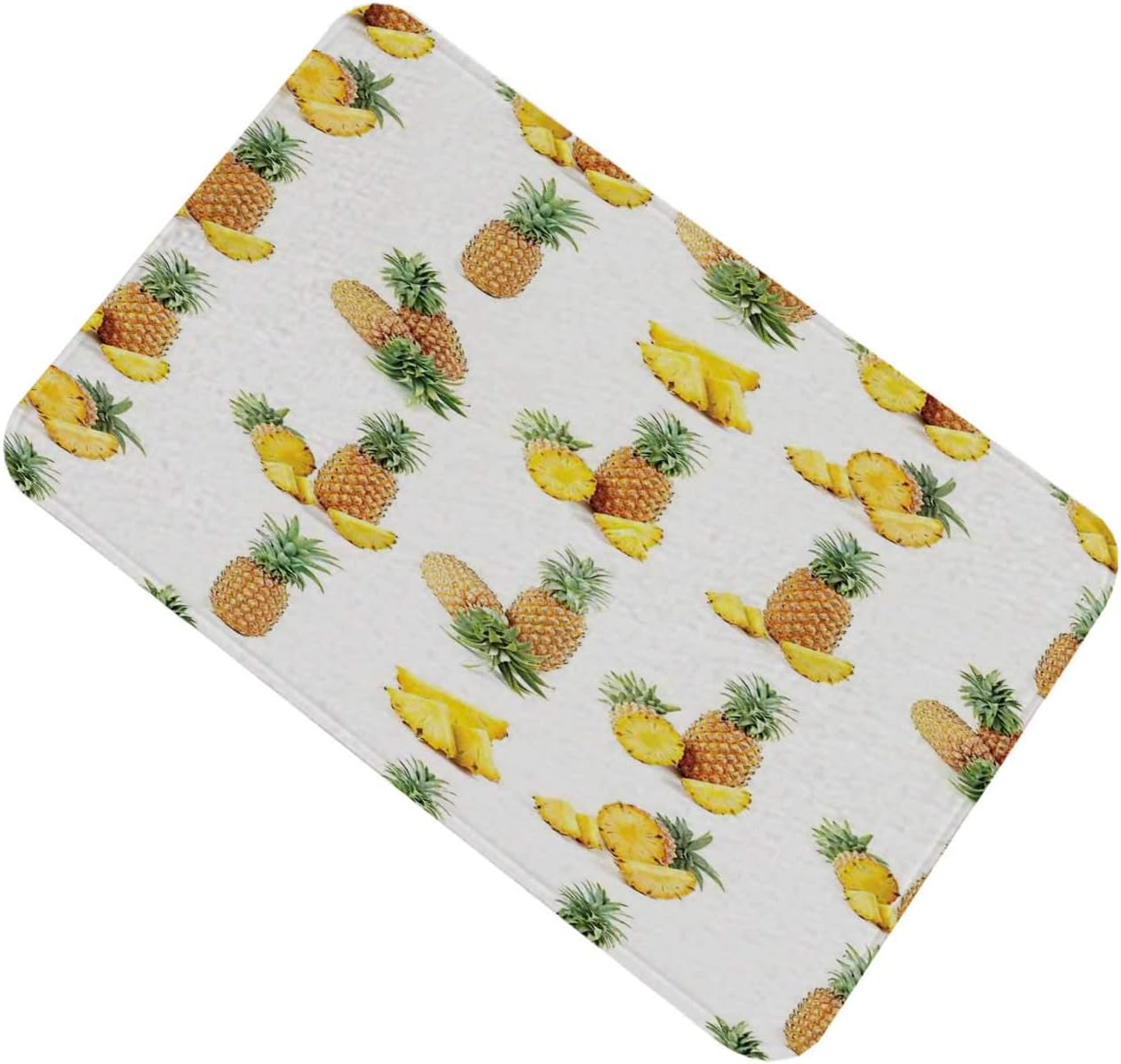Amazon パイナップルの装飾 玄関マット きれいな背景のイラストに対するパイナップルの写真の半分と魚座全体 70x1cm マイクロファイバー 可愛い 吸水 速乾 足拭きマット 玄関マット オンライン通販