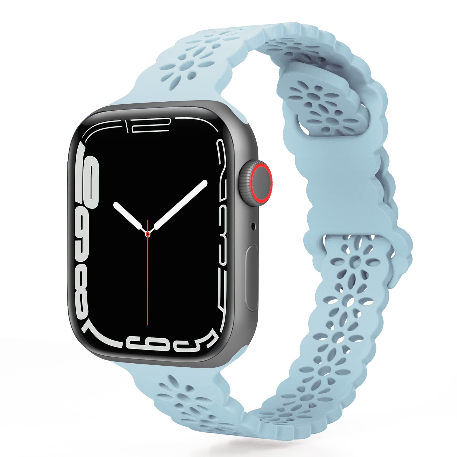 TopPerfekt Lace Silicone Straps Compatible with Apple Watch Straps38/40/41mm, Women Slim and Breathable Sports Wristband with Classic Clasp for iWatch Series Ultra SE 8 7 6 5 4 3 2 1