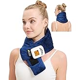 Cordless Neck Heating Pad for Neck Pain, 5000mAh Battery Neck Massager with Heat, 3-Level Vibration Massage, 104-140°F Adjustable Temp, 30/45/60Mins Timer, Type-C Cable & Storage Bag