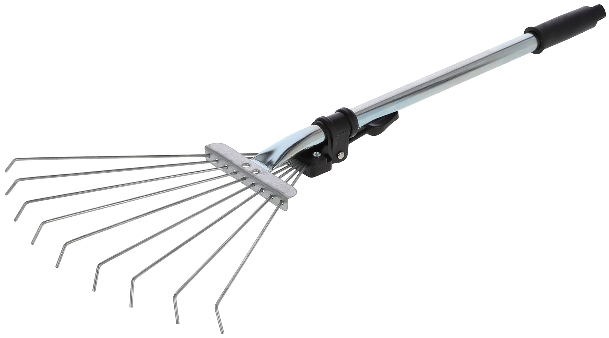 KOTARBAU® Garden Rake - 12-30 cm (4.7–11.8 inches) - Silver - Adjustable Hand Rake - with Handle - with 9 Tines - Lightweight Small Garden Tool - Steel Wire - Plastic