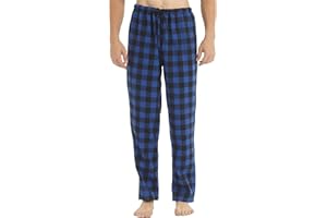 Asicimogy Men's Plaid Pajama Pants with Pocket Flannel Cotton Pjs Adjustable Drawstring Bottoms Soft Nightwear