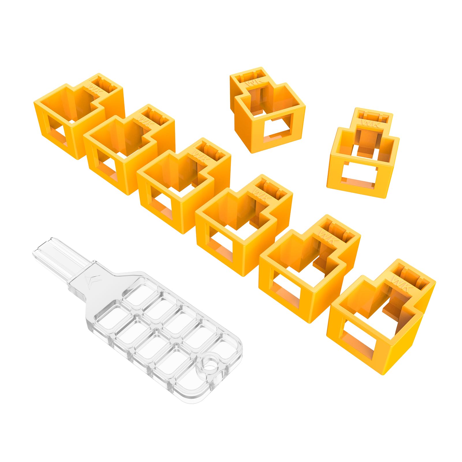 Photo 1 of 20PCS RJ45 Network Cable Lock with 1 Key,RJ45 Network Cable Lock Lockable Ethernet Cable,Super Category 5 Category 6 Category 7 Patchcord Lock for Standard RJ45 Modular Plugs?Yellow?
