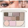 All-in-one Disk Conceal Contour Eyeshadow Palette with Mirror-10 Colors Highly Pigmented Matte Shimmer Primer Powder Makeup-Warm Nude Bronze Neutral Shadows