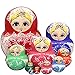 LK King&Light - 10pcs Red_White Flower Russian Nesting Dolls Matryoshka Wooden Toys