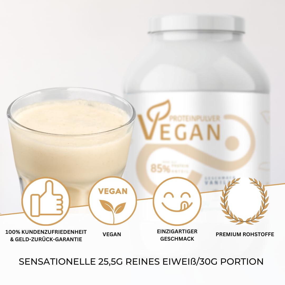 Mighty Elements VEGANES PROTEIN VANILLE 1kg - 85% pflanzliches Eiweiß, 5k-Proteinpulver Eiweißpulver ohne Gluten, Laktose & Milcheiweiß, Eiweißshake, Muskelaufbau 2