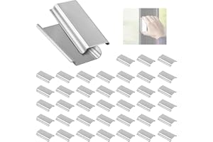 LEWEREST 40 Pack Window Screen Pull Tabs, Window Screen Lift Tabs Replacement Aluminum Spline Channel Lift Tab Clips (C Shape, Sliver)
