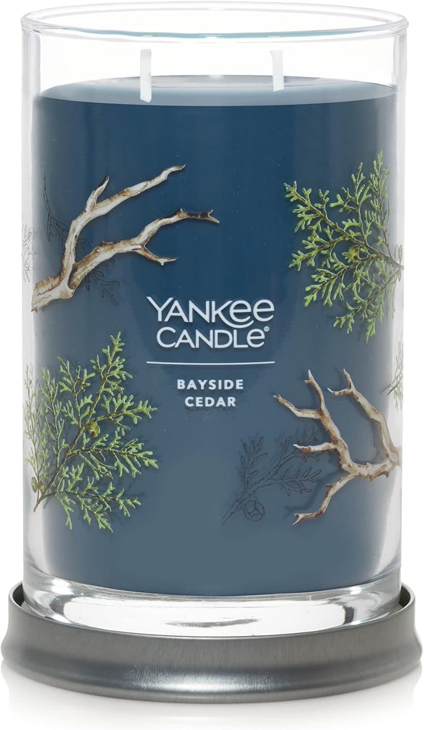 Candles & Holders - Yankee Candle Bayside Cedar Scented, Signature 20oz Large Tumbler 2-Wick Candle, Over 60 Hours of Burn Time