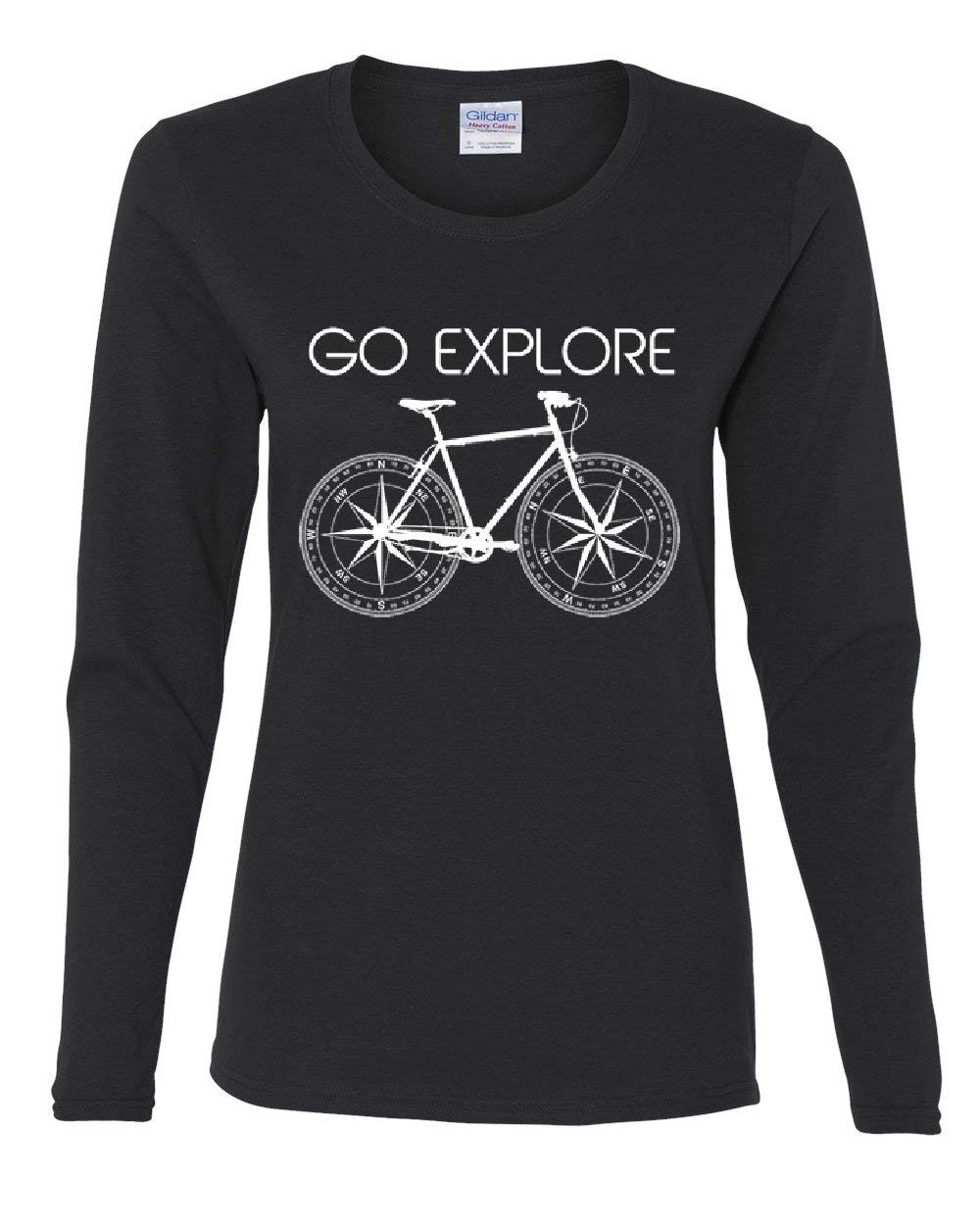 Go Explore Cycling Tee Outdoors Adventure Tourism Bike Life Black 2 T Shirt
