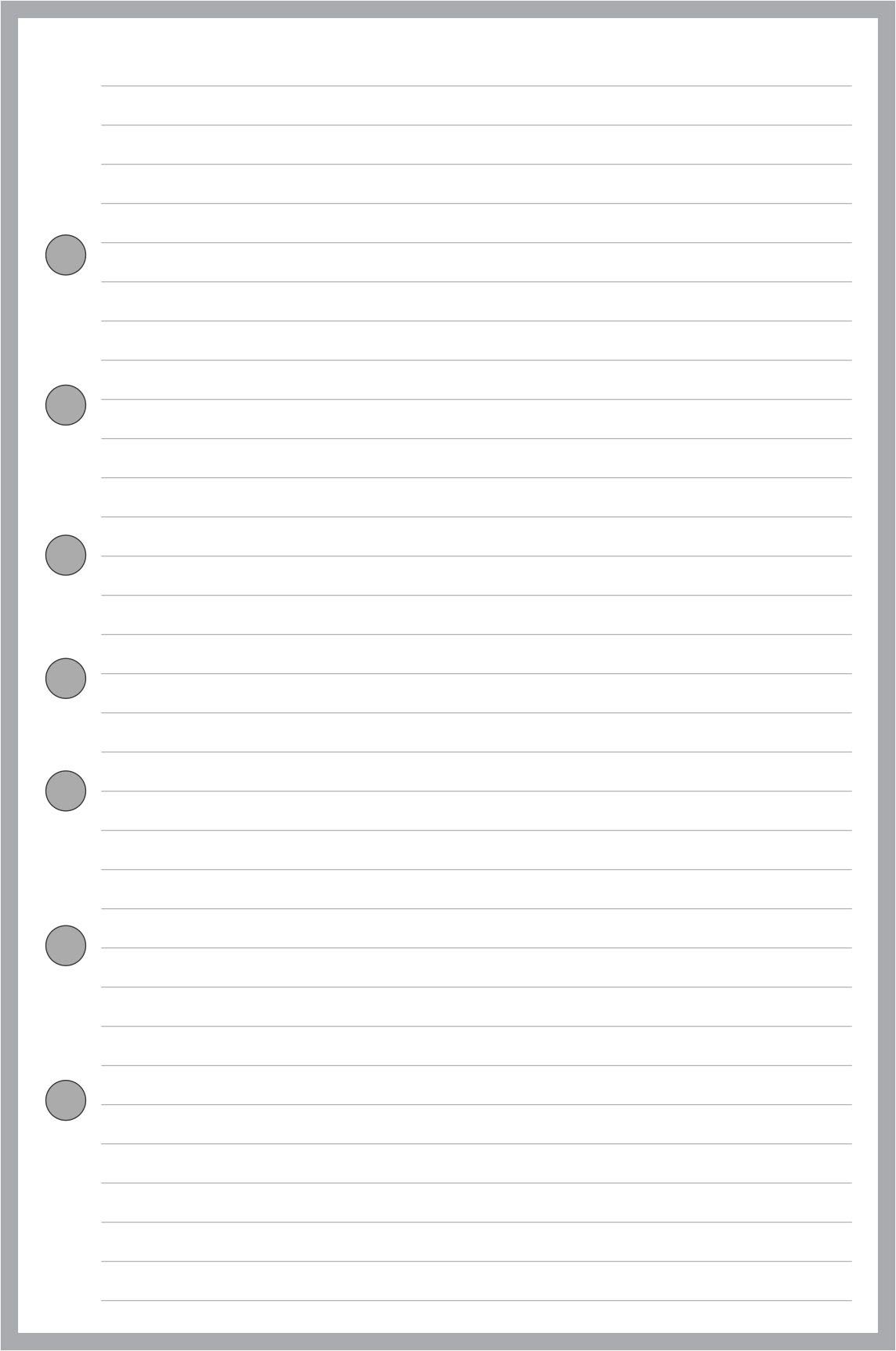 Classic Size Notes Insert with Simple Lines Spaced 1/4", Sized and Punched with 7 Holes for 7-Ring Notebooks Such as Franklin, etc. (5.5" x 8.5")