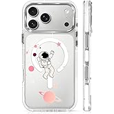 Goodsprout for iPhone 17 Pro Max Case for MagSafe Case, Clear White with Shockproof Glossy Protective Phone Case Compatible with iPhone 17 Pro Max Cute Cartoon Aesthetic Astronaut Pattern