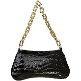 GORGLITTER Women's Gold Metallic Shoulder Bag Evening Party Mini Clutch Purse Chain Zipper Closure Wedding Handbag