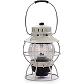 Barebones Railroad Lantern – Vintage White, Vintage-Inspired LED Camping Lantern with Rechargeable Battery – Adjustable Brightness Outdoor Light for Camping Gear, Backyard, and Home Decor