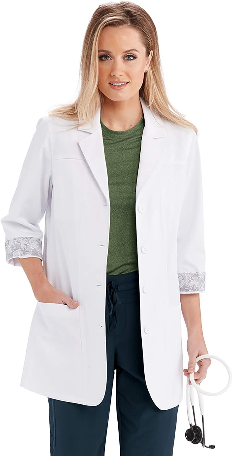 B1 Team Lab Coat for Women – Professional Mid-Length, 3/4 Sleeve: Clothing