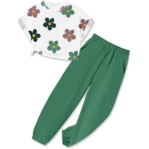 CRISONE Girls 2 Piece Outfits Kids Clothes Cute Cool Girl Crop Tops + Camouflage Pants Summer Clothing Sets