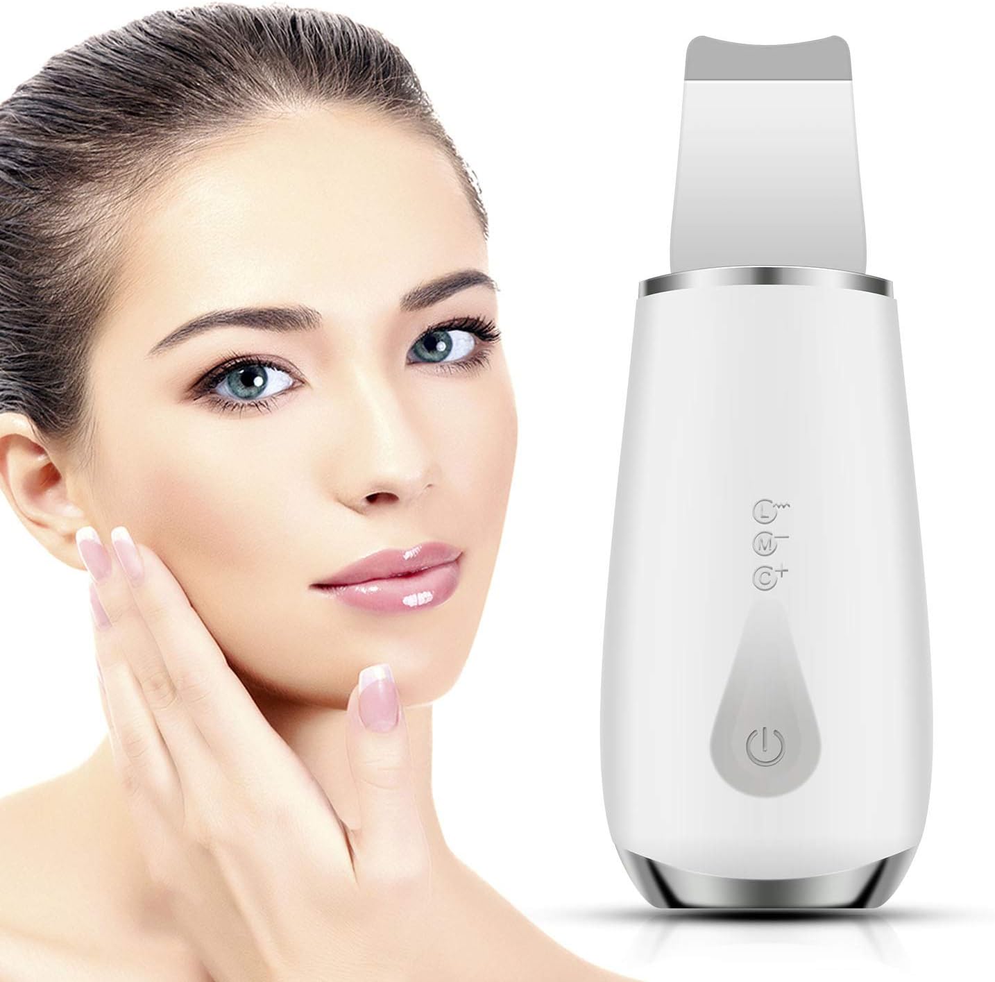 Skin Scrubber, Ultrasonic Face Skin Spatula Blackhead Remover Pore Cleaner, Wrinkle Removing Rechargeable Skin Spatula with 3 Modes (Cleaning, Moisturzing, Lifting) for Women Men