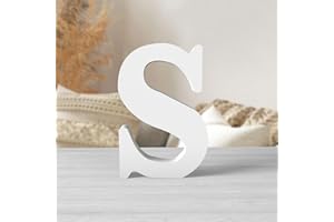 Zaruatu 6 Inch White Wood Letters Unfinished Wood Letters for Wall Decor Decorative Standing Letters White Block Letters for Craft Home Party Projects (S)