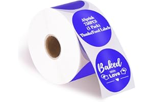 ASprink 2"×2" Color Printing Thermal Label Stickers, Self-Adhesive Round Direct Thermal Labels, Multi-Purpose Blue Thermal Stickers for DIY Logo Design, QR Code, Name Tag (750 Labels/1 Roll)