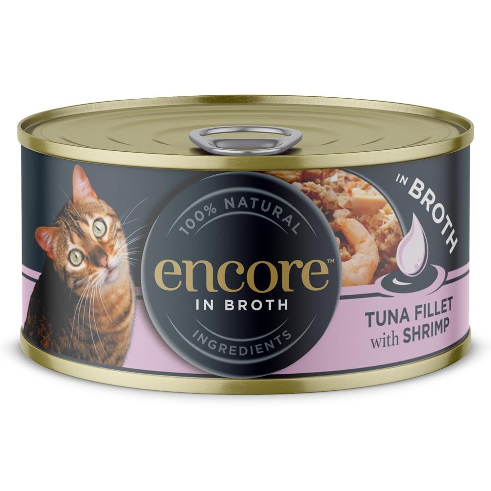 Encore 100% Natural Cat Food, Tuna with Shrimp, In Broth Tin, 70 g Tin ( Pack of 16)