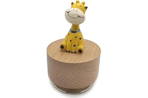 falado Mini Wooden Animal Rotary Music Box with Cute Giraffe Ornament (You are My Sunshine.)