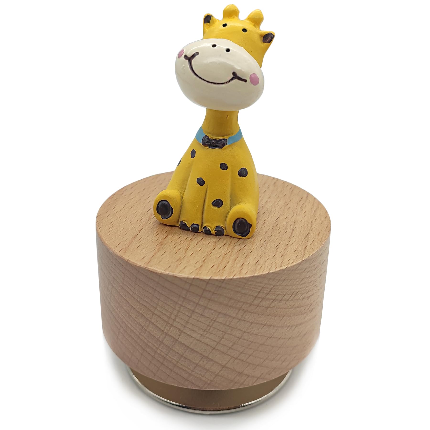 falado Mini Wooden Animal Rotary Music Box with Cute Giraffe Ornament (It's a small world.)