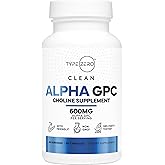 Type Zero Ultra Clean Alpha GPC Choline Supplement (600mg | 90 Capsules) Soy Free, Non-GMO Nootropics Alpha GPC 600mg / 300mg; Alpha-GPC Brain Memory and Focus Supplements