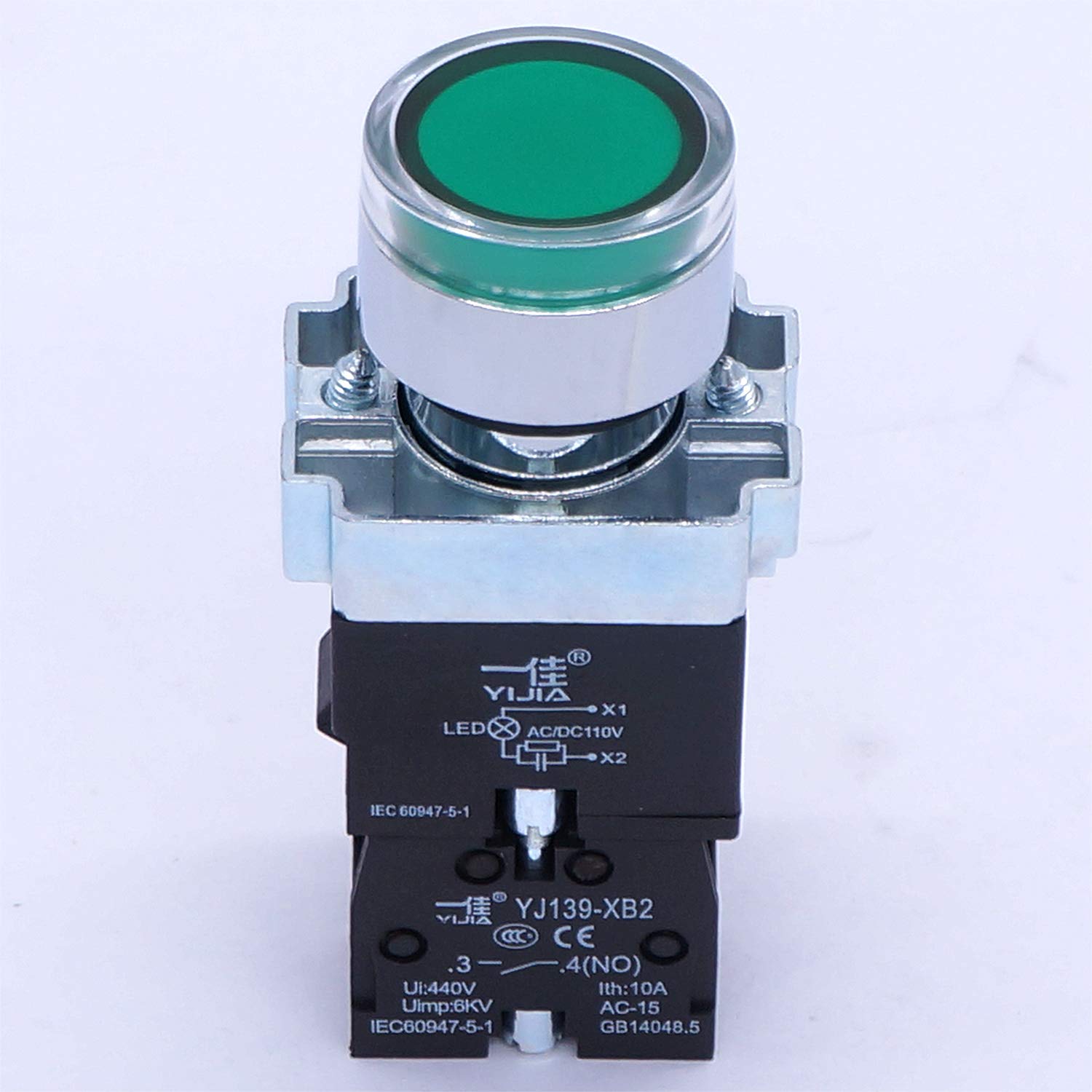Taiss 22mm 1 No Green Led Light Momentary Push Button