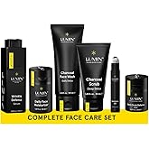 Lumin Men’s Skincare Set – Complete Face Care Kit with Charcoal Face Wash, Scrub, Moisturizer, Wrinkle Serum, Recovery Oil & Eye Balm, Korean Skincare Routine