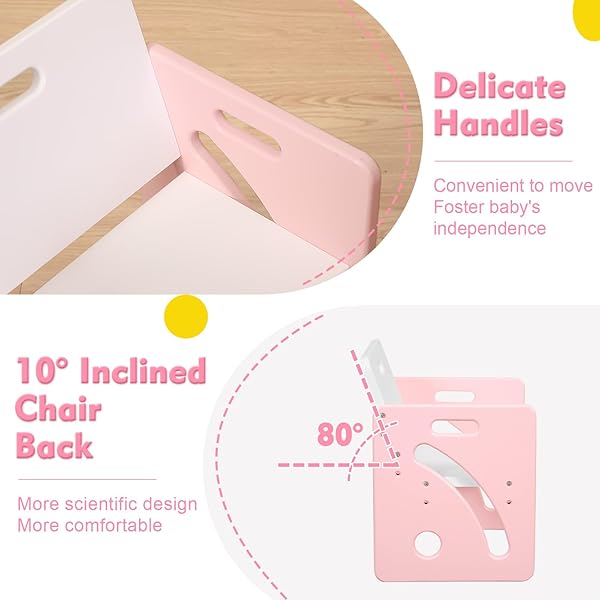 FUNLIO HEIGHT ADJUSTABLE TODDLER TABLE AND CHAIR SET FOR AGE 1-3, QUALITY SOLID WOOD MONTESSORI TABLE AND CHAIRS, WEANING BABY TABLE CHAIR SET, EASY TO ASSEMBLE, CPC CERTIFIED – PINK