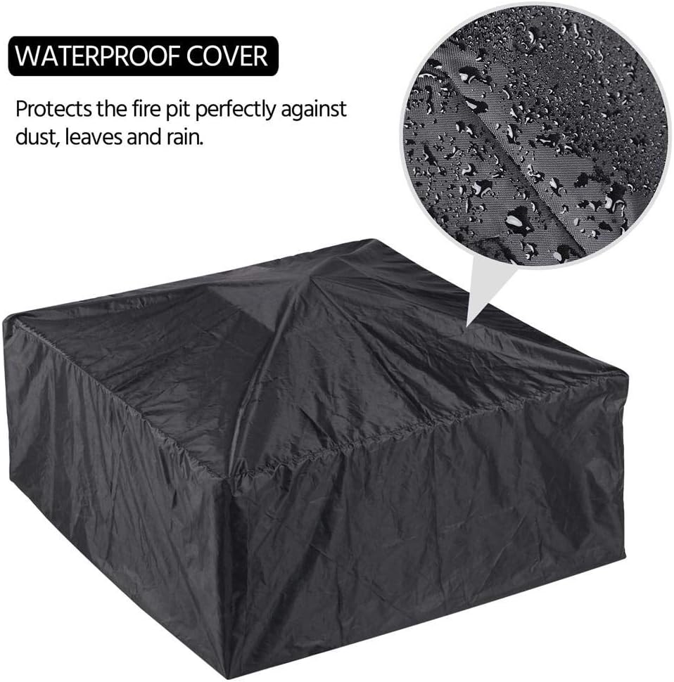 Yaheetech Multifunctional Fire Pit Table 32in Square Metal Firepit Stove Backyard Patio Garden Fireplace for Camping, Outdoor Heating, Bonfire and Picnic : Garden & Outdoor