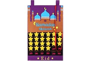 PRETYZOOM Felt Ramadan Calendar Eid Mubarak Hanging Countdown Calendar Advent Calendar for Kids Eid Gifts 2022 Ramadan Decorations