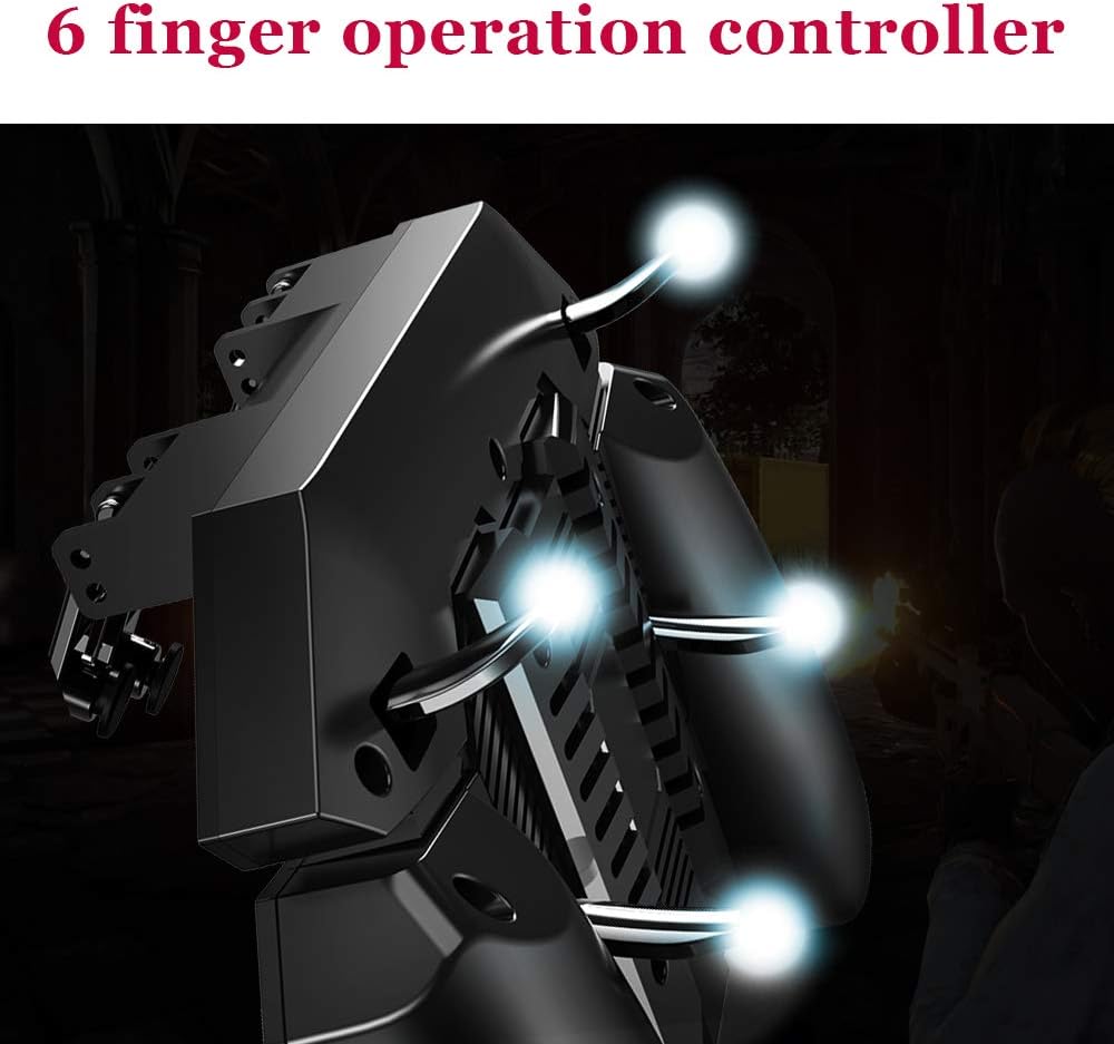 Newseego Mobile Game Controller, [Upgrade] 6 Finger Trigger Phone Controller Gamepad with Cooling Gamepad for Shooter Sensitive Aim Trigger for Android & iOS for Knives Out/Rules of Survival: Computers & Accessories