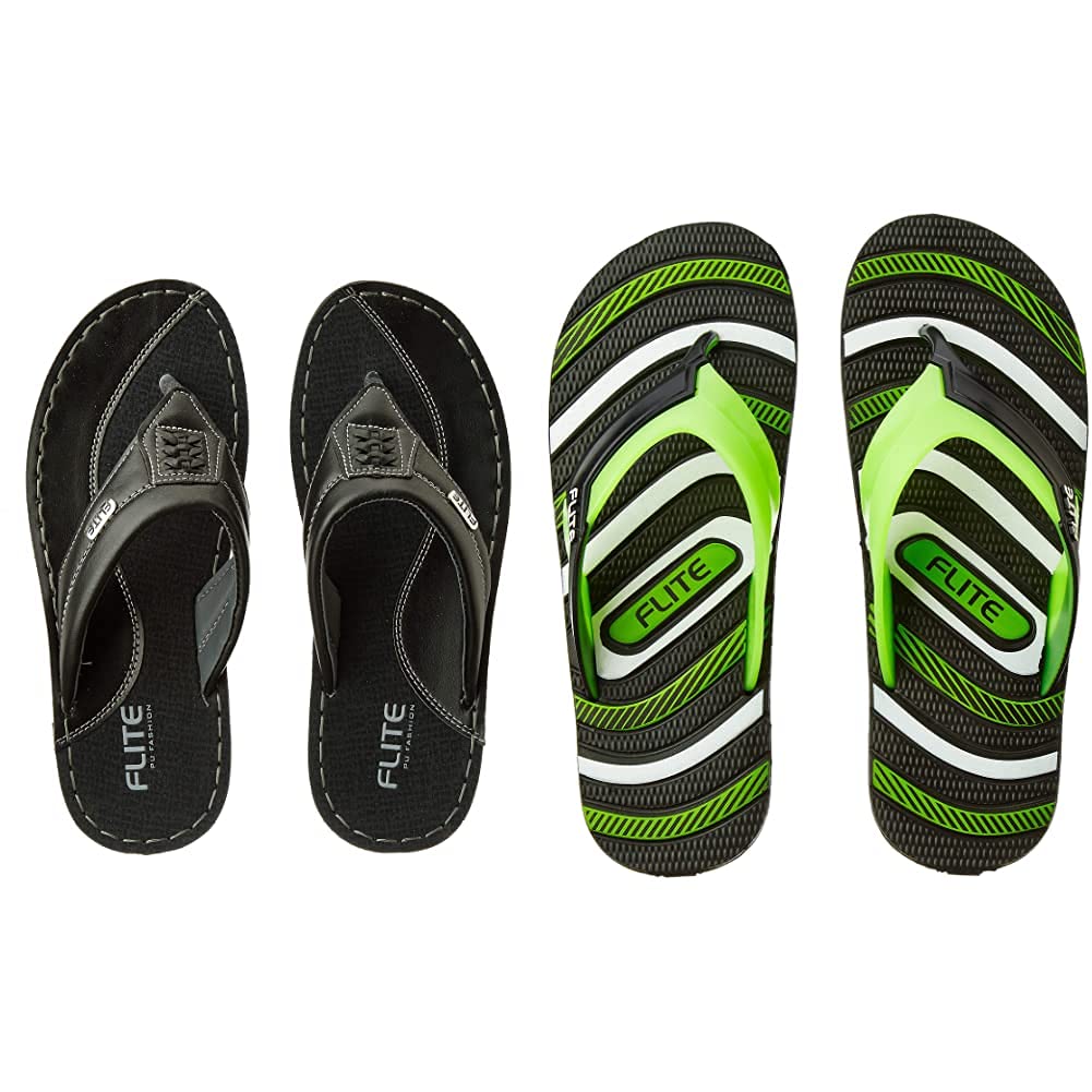 Buy FLITE Men's Black Grey Flip Flops Thong Sandals10 UK/India & Black
