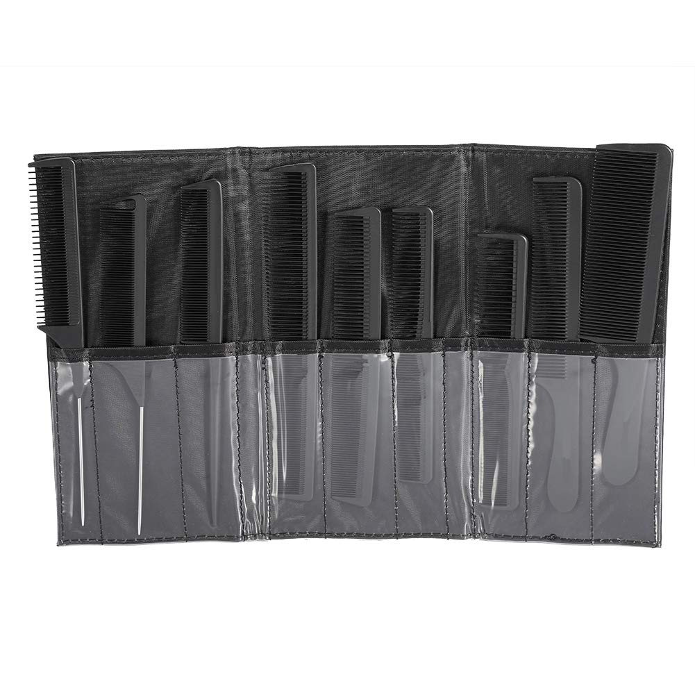 3 Color Professional Hair Brush Comb Salon Barber Anti-static Hair Combs Hairbrush Hairdressing Combs Hair Care Styling Tools Set(10pcs, Black, Blue, White)(Black)