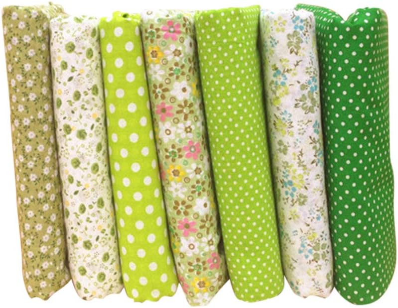collectsound 7Pc Square Cotton Fabrics Quilting Polka Dot Floral Lattice Cloth Arts Craft Sewing Scrapbooking Handmade DIY Accessory 14#