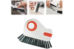 AOEMSMEISN 2 in 1 Groove Cleaning Brush Window Track Cleaning Tools, Multifunction Window Track Cleaner with Hard Bristle and Hidden Scraper, Shutter Door Window Track Kitchen Cleaning Brushes Kit (Orange)