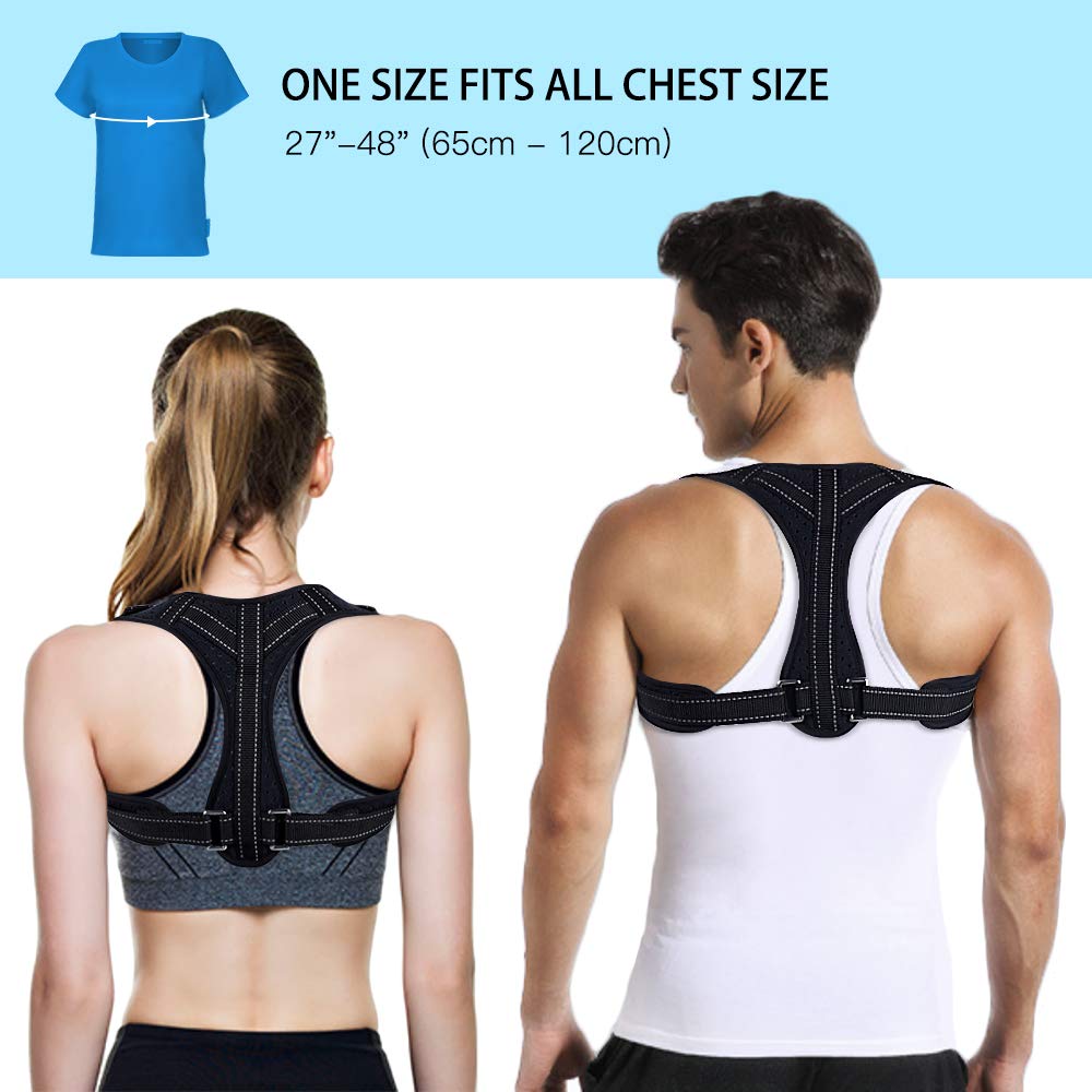 Posture Corrector, Back Support Brace, Posture Correction for Upper Back, Shoulder & Clavicle Area, Adjustable Front Back Belt Breathable Straps, Shoulder Brace Help to Improve Posture for Men & Women