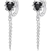 Witches Heart Earrings For Women 925 Sterling Silver Gothic Jewelry Witches Heart Hoop Earrings Goth Earrings Halloween Gifts for Women