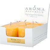 Aroma Naturals Votive Candles Essential Oil Orange Scented, Lavender and Tangerine, 6 Count