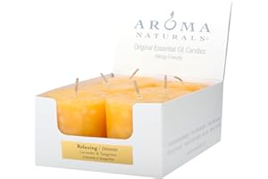 Aroma Naturals Votive Candles Essential Oil Orange Scented, Lavender and Tangerine, 6 Count