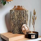 Artistic international Medium Cremation Urn for Adult Ashes – 15 cu in – Rustic Rosewood Bark Wooden Memorial Urn – Handcrafted Funeral Jar for Human Ashes(Keepsake)