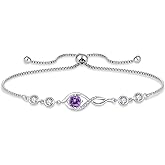 Blaniy Infinity Bracelets for Women 925 Sterling Silver Adjustable Link Bracelet Birthstone Jewelry Gifts for Her