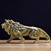 SHTWX 14 Inch Lion Statue Figurine Sculpture Resin Collectible Gifts for Lion Lover Office Home Decor Desk Accessories Decoration Garden Figurines Outdoor Decor Gold