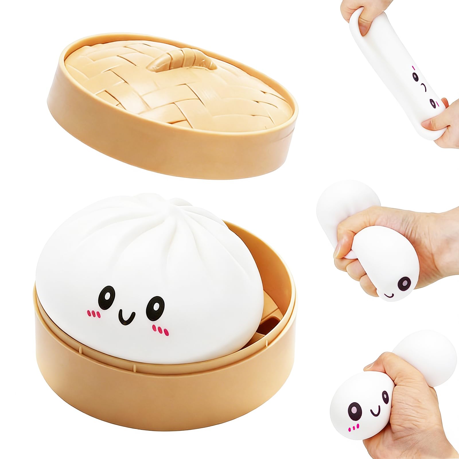 Dumpling Squishy Toy 2026 Upgraded White, Dumpling Squishy Mystery Box, Dumplings Stress Balls Fidget Sensory Toy, Soft Squeeze Decompression Dough for Adults(White)