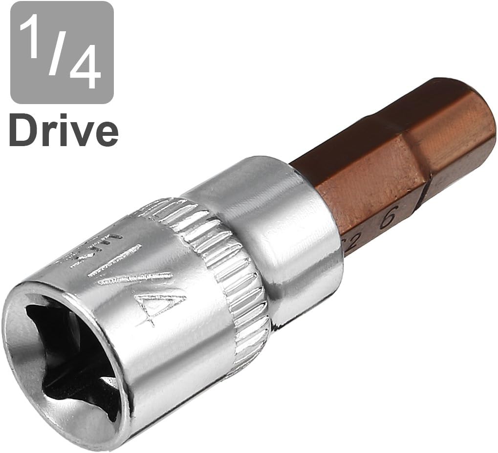 Sourcingmap 2pcs 1/4" Drive x H6 (6mm) Hex Bit Socket, S2 Steel Bits CR-V Sockets 1.5" Length Use with Ratchet Wrench - Image 4
