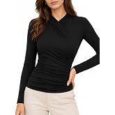 JDEEO Women&rsquo;s Long Sleeve Ruch Neck Top