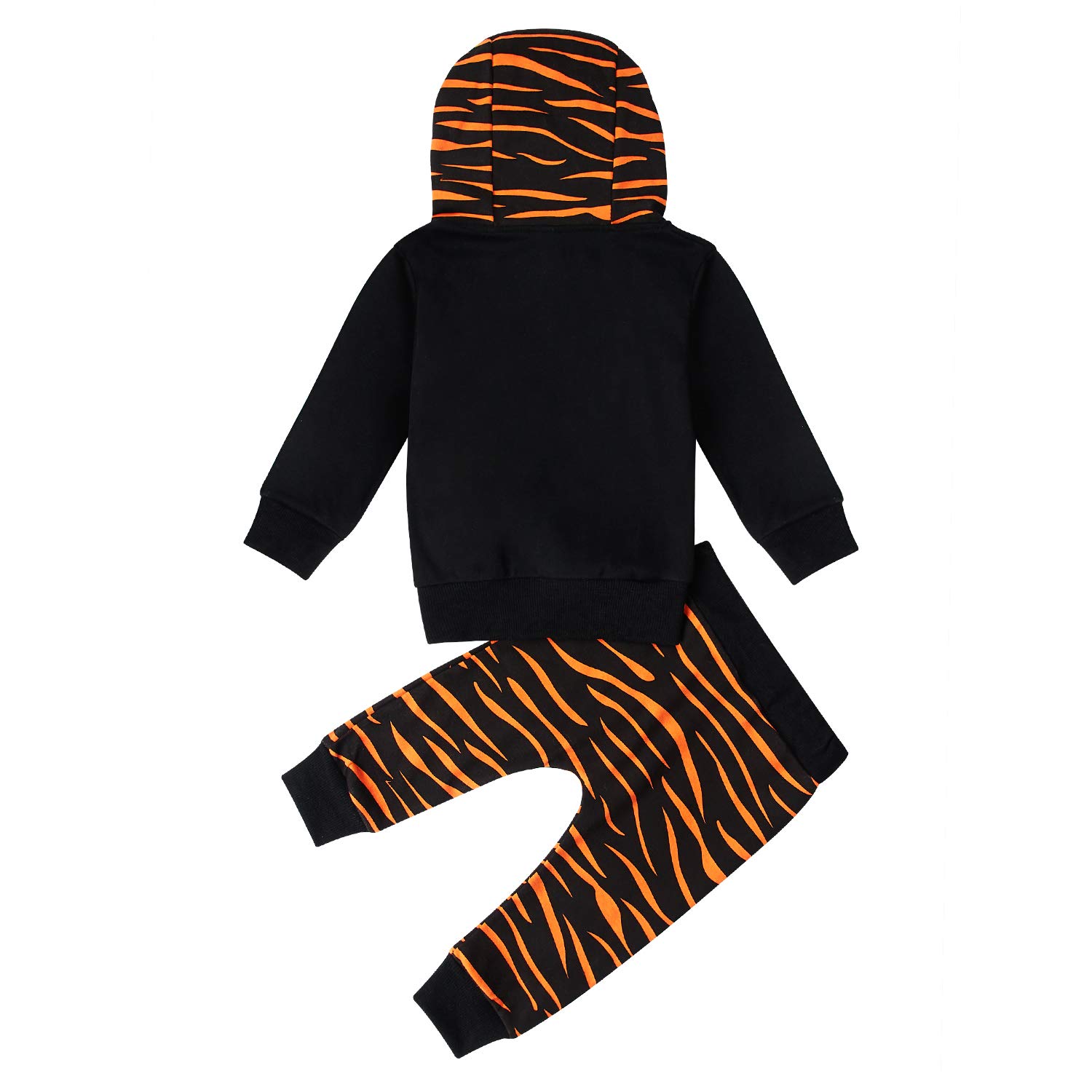 RAISEVERN Unisexe Bébé Filles Garçons Halloween Citrouille Imprimer Vêtements Ensemble À Manches Longues À Capuche Outfit Noir 0-3 mois
