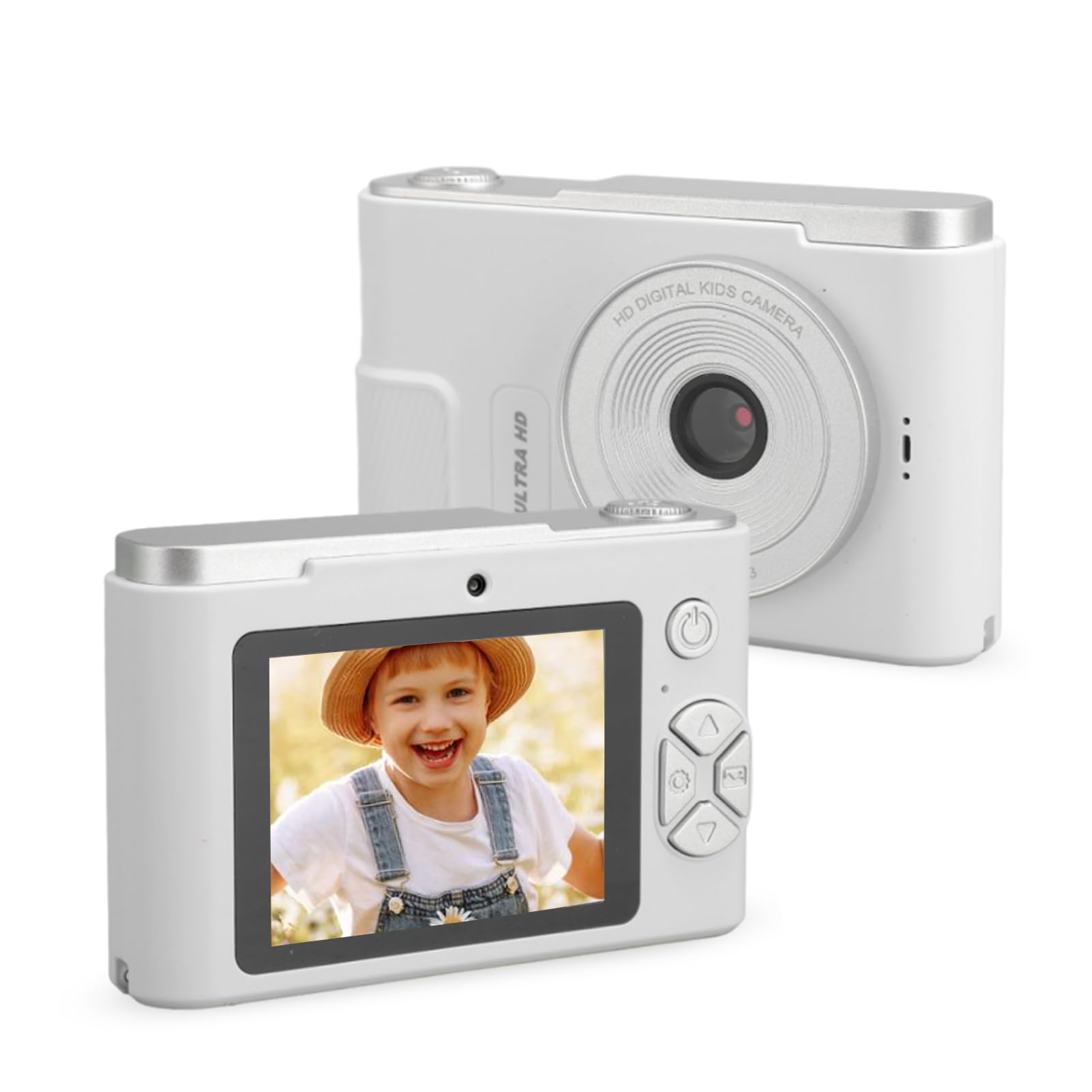 Digital Camera, 4K 48MP Compact Small Travel Camera with 2.4 Inch Screen, 16X Digital Zoom, Vlogging Camera Kids Camera, for Kids, Teens (White)