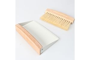 NOKIILS Mini Dustpan and Brush Set, Small Beechwood Broom and Dust Pan Set, Portable Cleaning Brush and Dustpan Combo with Natural Sisal